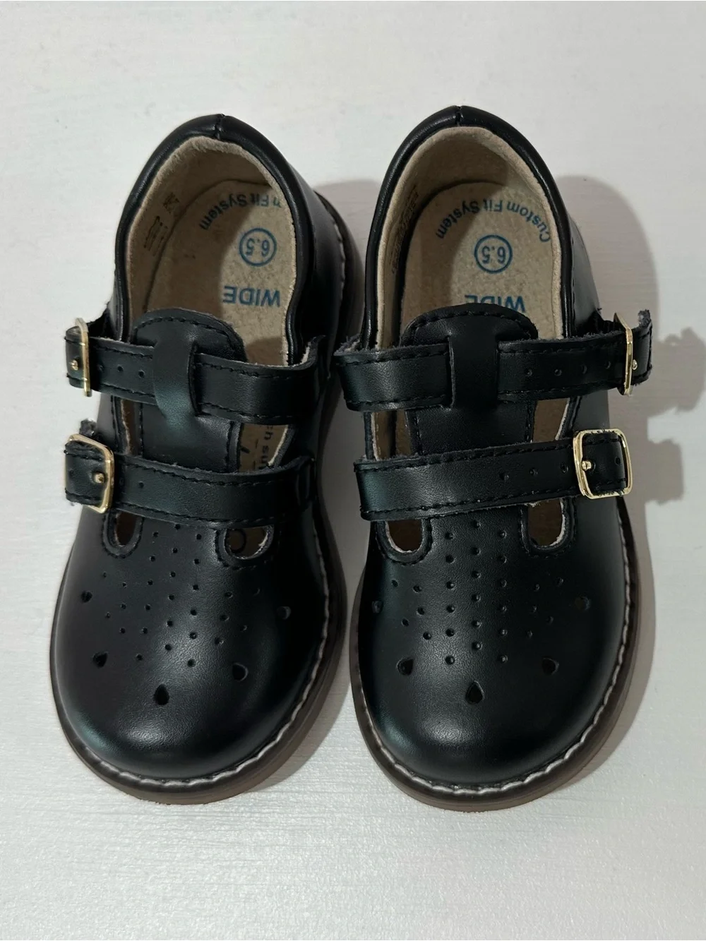 Footmates Danielle Double Strap BLACK Shoe 6.5 Wide excellent condition